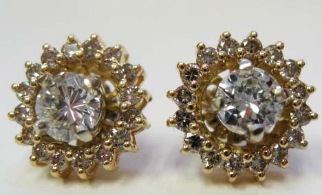 Appraisal: A Pair of Diamond Stud Earrings K tested white gold