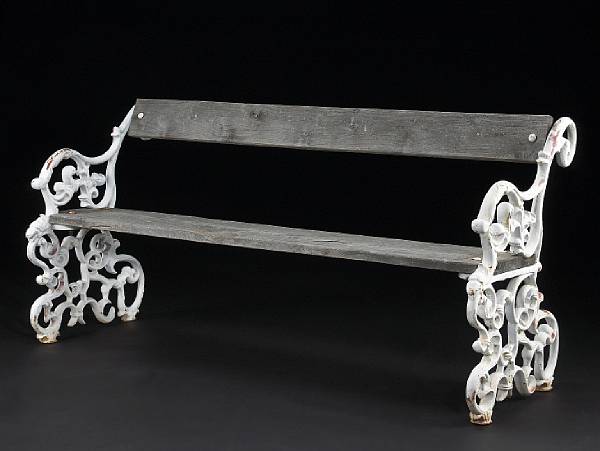 Appraisal: A Victorian painted iron and wood garden bench last quarter