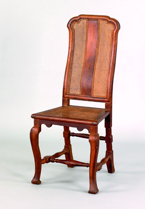 Appraisal: English Queen Anne walnut dining chair ca with a caned