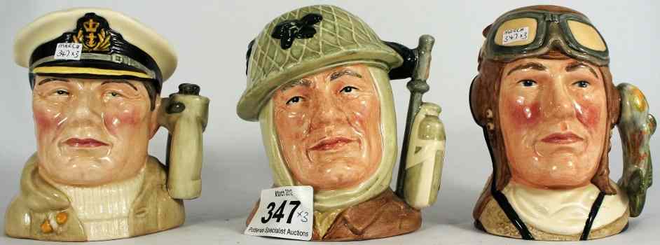 Appraisal: Royal Doulton Small Character Jugs Sailor D Airman D and