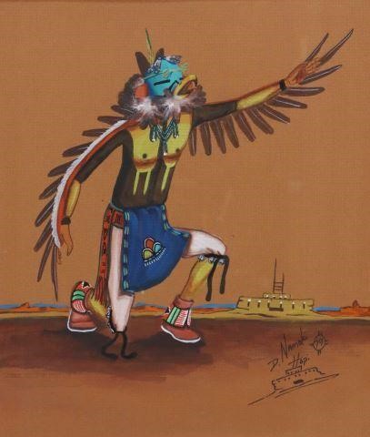 Appraisal: Framed gouache painting on board The Eagle Dancer signed lower