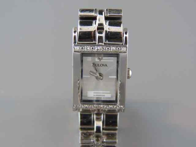 Appraisal: Bulova Ladies Wristwatch diamond on each end of rectangular dial