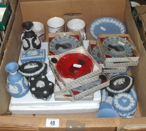 Appraisal: A Tray To Include Pieces Of Wedgwood Blue Jasper Piece