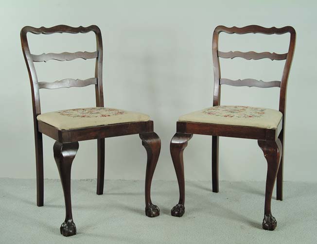 Appraisal: PAIR OF NEEDLEWORK CHIPPENDALE STYLE CHAIRS Ball and claw feet