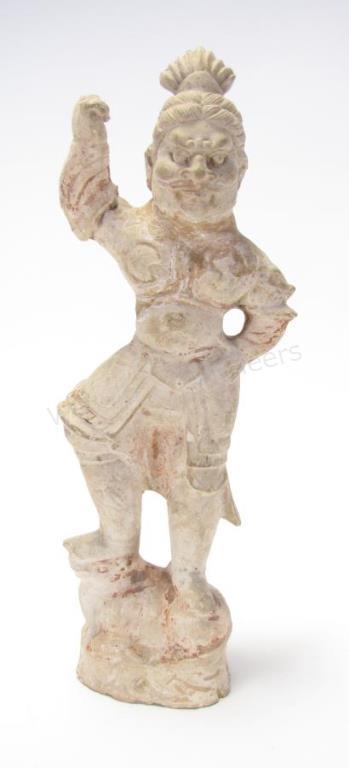 Appraisal: Oriental Terra Cotta Warrior Statue depicting a warrior in traditional