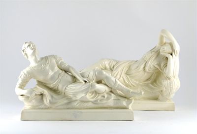 Appraisal: A pair of Swansea creamware models of Anthony and Cleopatra