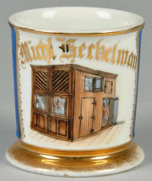 Appraisal: Meat Storage Locker Shaving Mug Description Gilt name Michil Heckelman