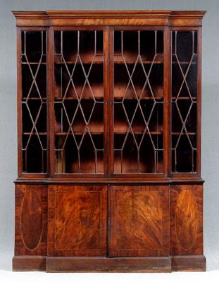 Appraisal: George III mahogany breakfront of narrow proportions with highly figured