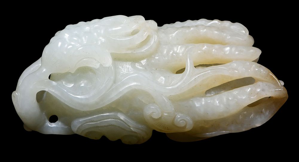 Appraisal: Chinese Carved Jade Buddha's Hand Citron pale celadon color textured