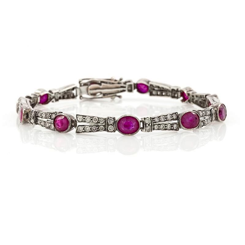 Appraisal: k White gold ruby and diamond bracelet k White gold