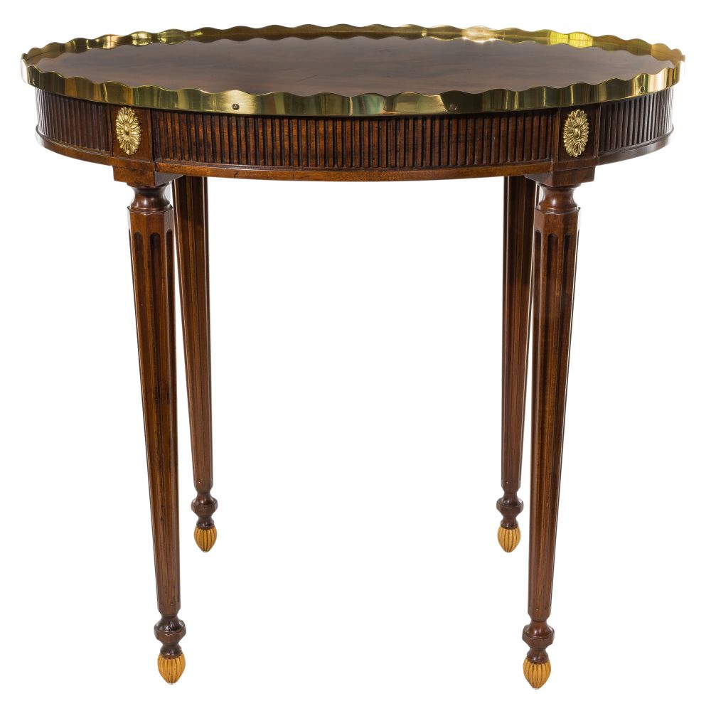 Appraisal: BAKER SIDE TABLEHaving Sheraton style tapered fluted legs on gold