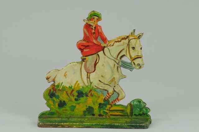 Appraisal: LADY RIDING HORSE DOORSTOP National Foundry action pose of rider