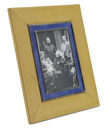 Appraisal: A Faberg silver-mounted guilloch enamel wood photograph frame Workmaster Karl