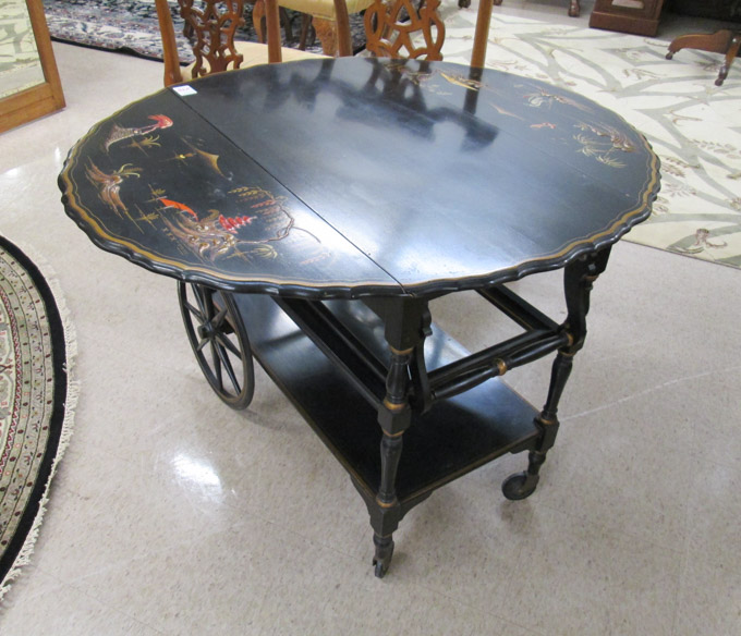 Appraisal: JAPONAISERIE DROP-LEAF TEA CART Imperial Furniture Co Grand Rapids Michigan