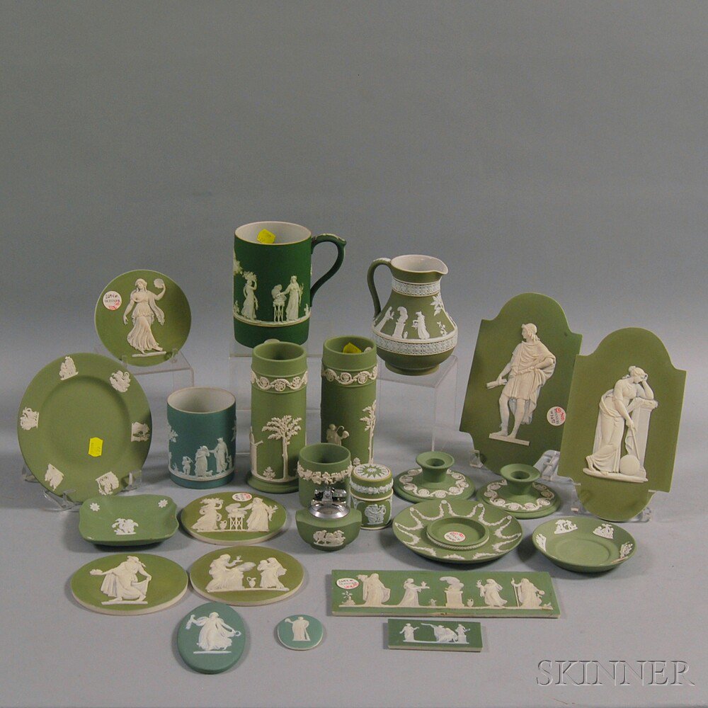 Appraisal: Twenty-four Assorted Wedgwood Green Jasper Items th th century including