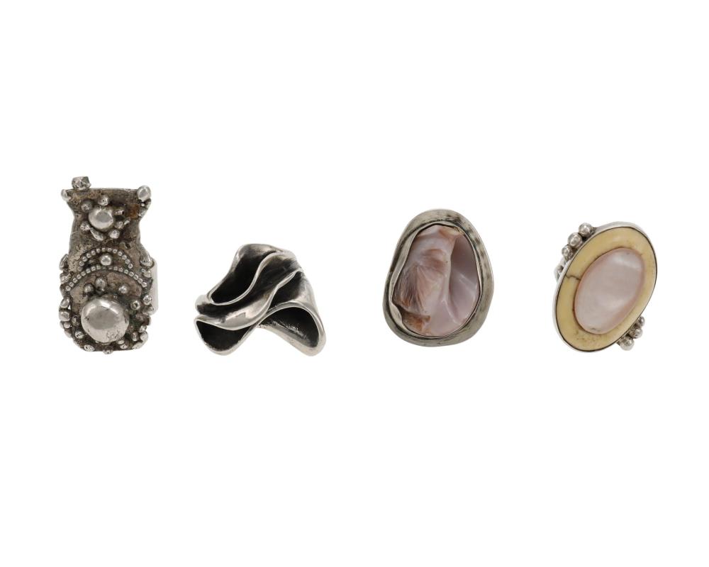 Appraisal: A group of stone set modernist rings Fourth-Quarter th Century