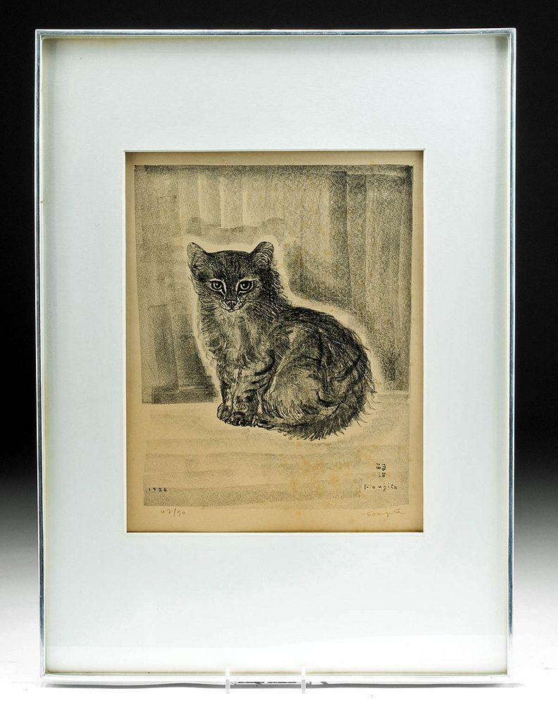 Appraisal: Signed Foujita Print - Chat Assis Leonard Tsuguharu Foujita -