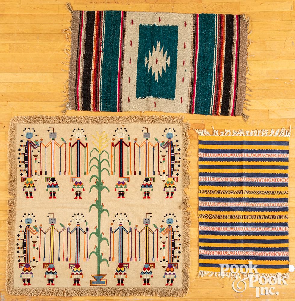 Appraisal: Three Southwestern themed decorative textiles Three Southwestern themed decorative textiles