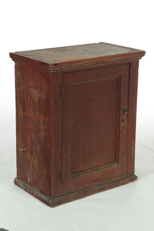 Appraisal: HANGING CUPBOARD American st half- th century walnut Original red