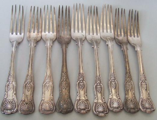 Appraisal: Nine mostly Victorian silver King's pattern table forks various dates