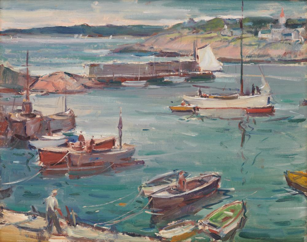 Appraisal: CARL WILLIAM PETERS American - Boats in the Harbor oil