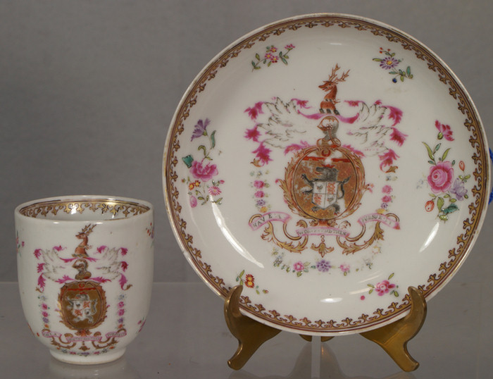 Appraisal: Chinese Export cup and sauce w Arms of Beauchamp w