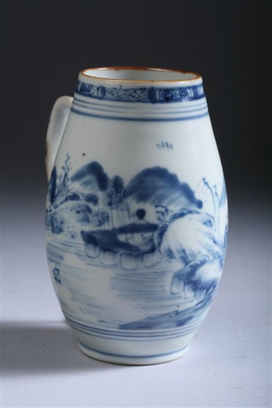 Appraisal: CHINESE BLUE AND WHITE PORCELAIN MUG Qing dynasty Of barrel