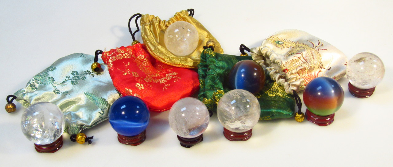 Appraisal: Various glassware glass orb figures some in velvet bags etc