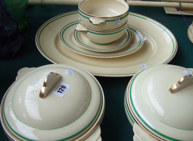 Appraisal: A Clarice Cliff part dinner service Art Deco decorated with