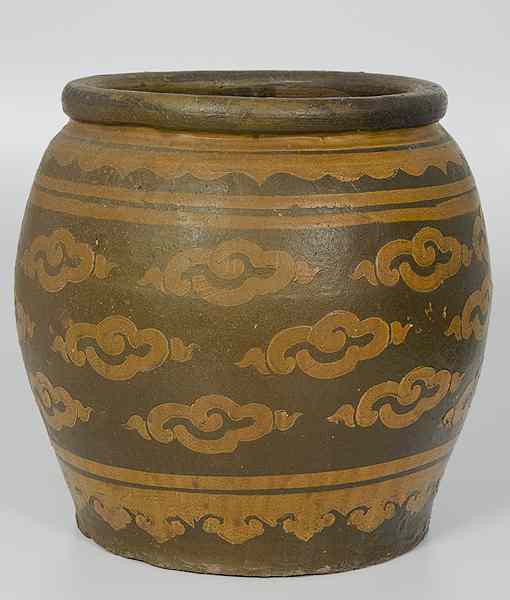 Appraisal: Chinese Yellowware Pot China th century A yellow earthenware pot