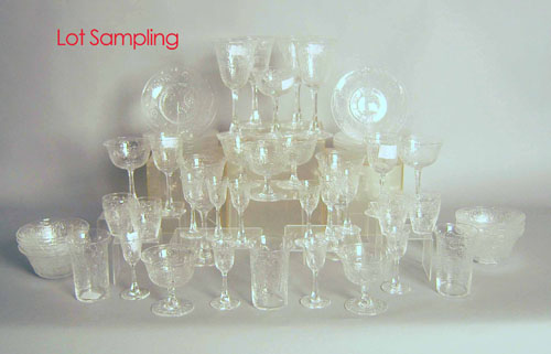 Appraisal: Large group of Webb Corbett etched glass stemware