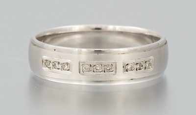 Appraisal: A Gentleman's White Gold and Diamond Wedding Band k white