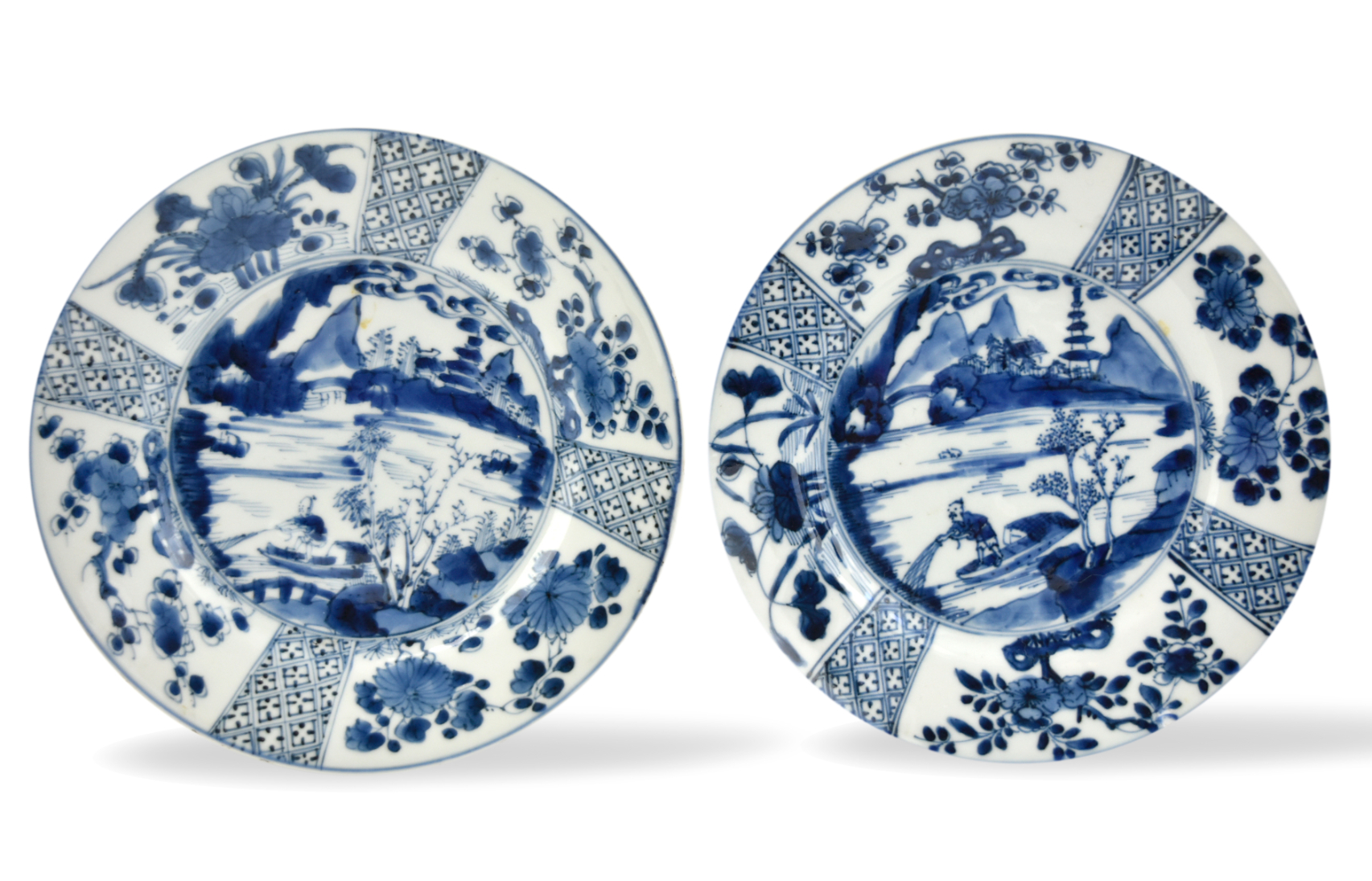 Appraisal: Chinese Kangxi Period two blue and white plates painted with