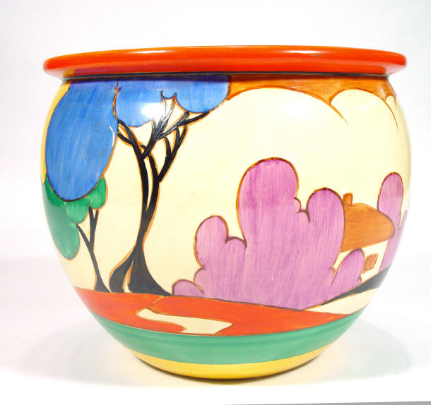 Appraisal: Clarice Cliff Bizarre Fantasque jardinierre hand painted with 'Autumn' pattern