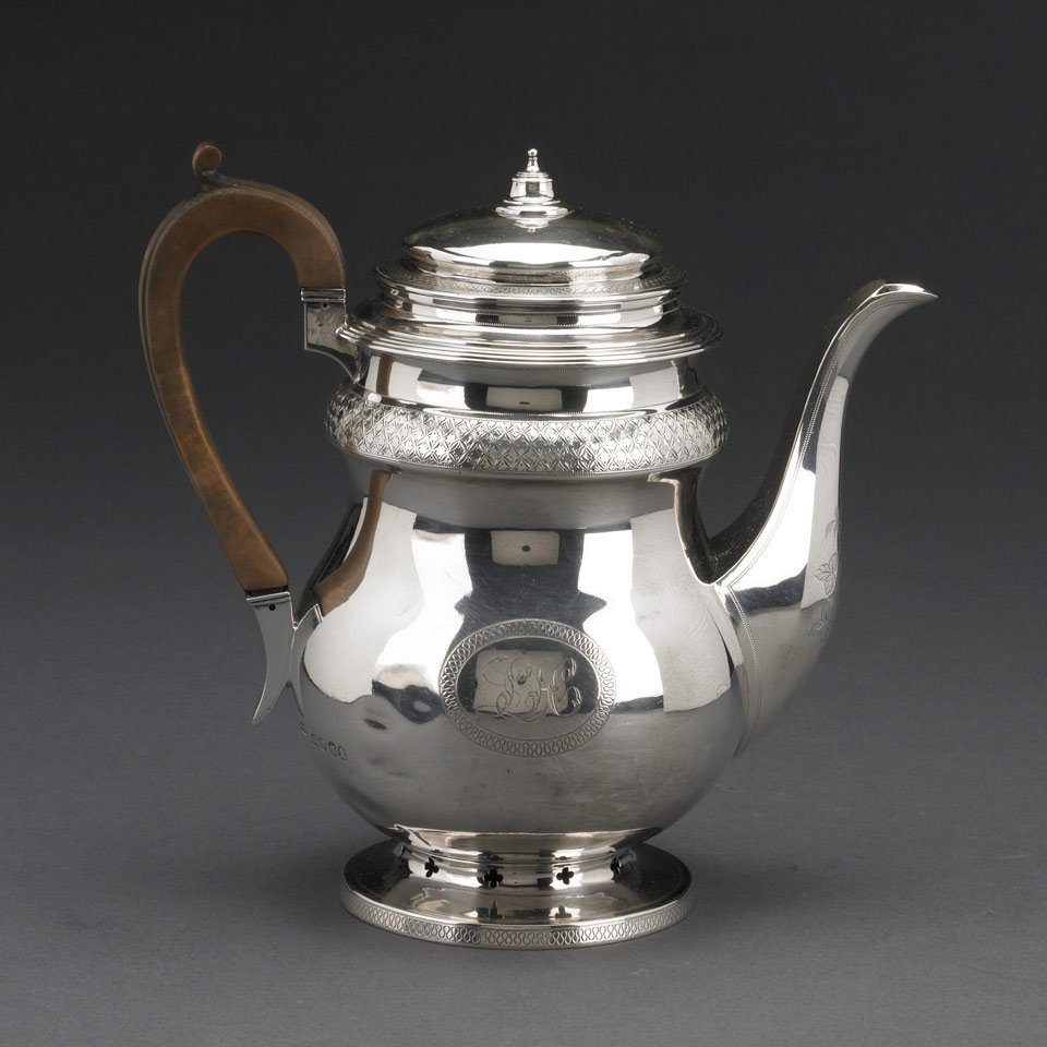 Appraisal: George IV Silver Coffee Pot Edward Edward Jr John William