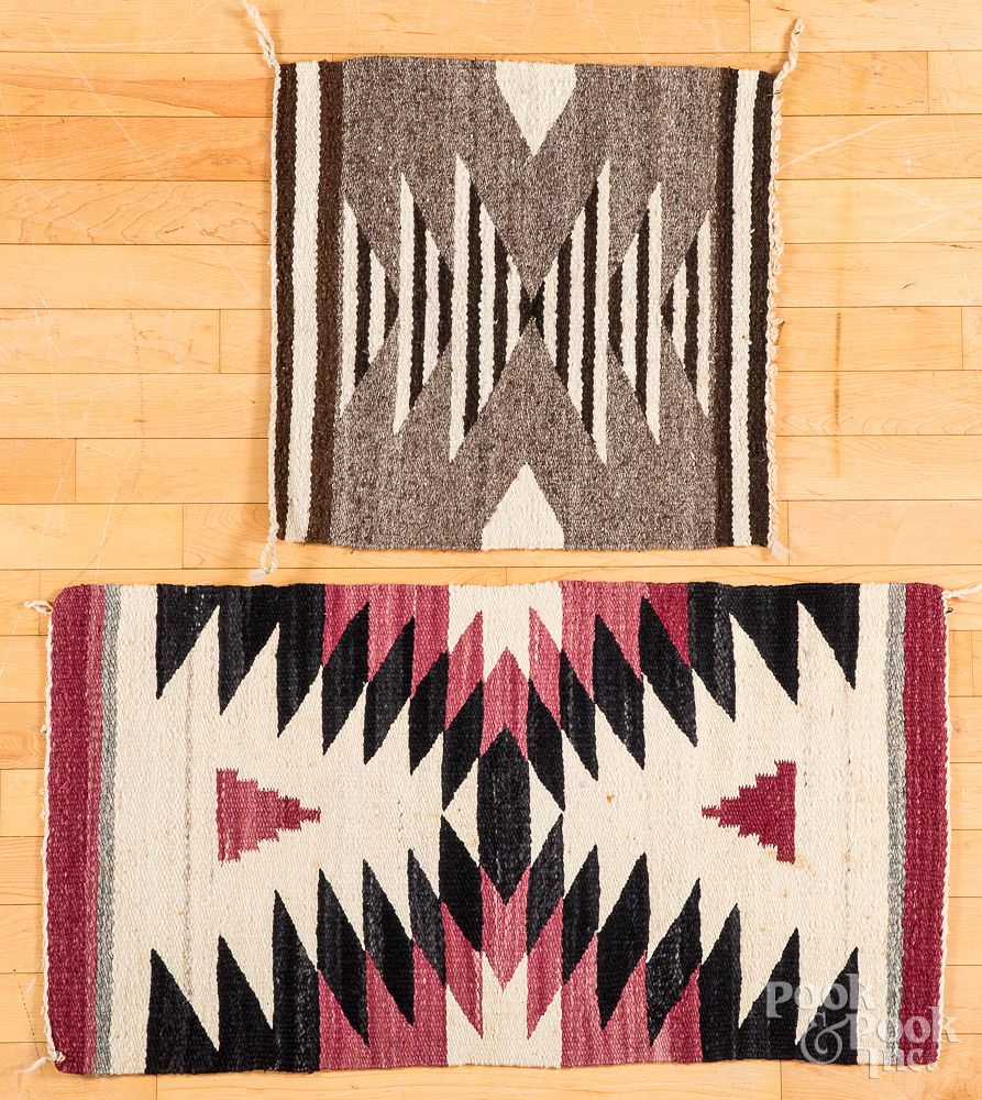 Appraisal: Two small Navajo textiles Two small Navajo textiles to include