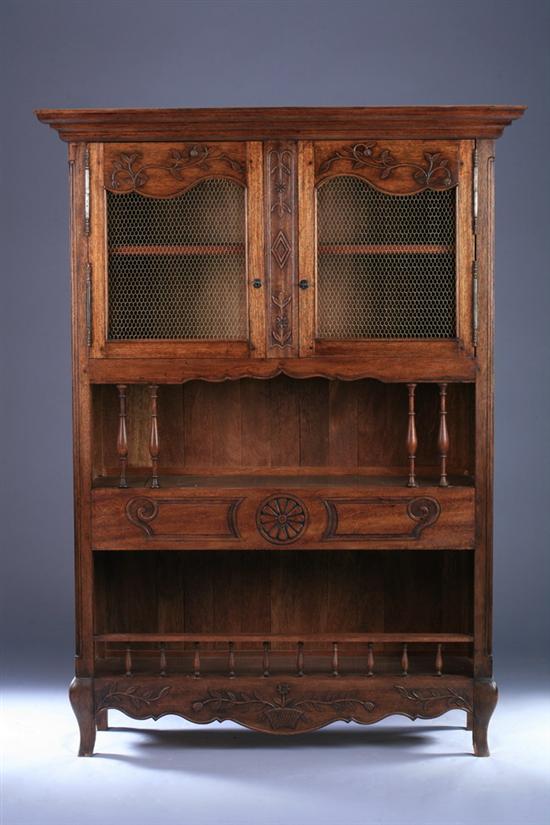 Appraisal: LOUIS XV STYLE PROVINCIAL FRUITWOOD DISPLAY CABINET th century With