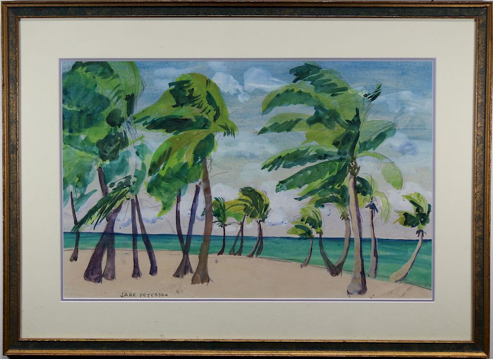 Appraisal: Jane Peterson - Palms on the Beach Jane Peterson Massachusetts