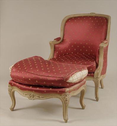 Appraisal: Louis XV-Style Carved and Painted Two-Part Chaise x in in