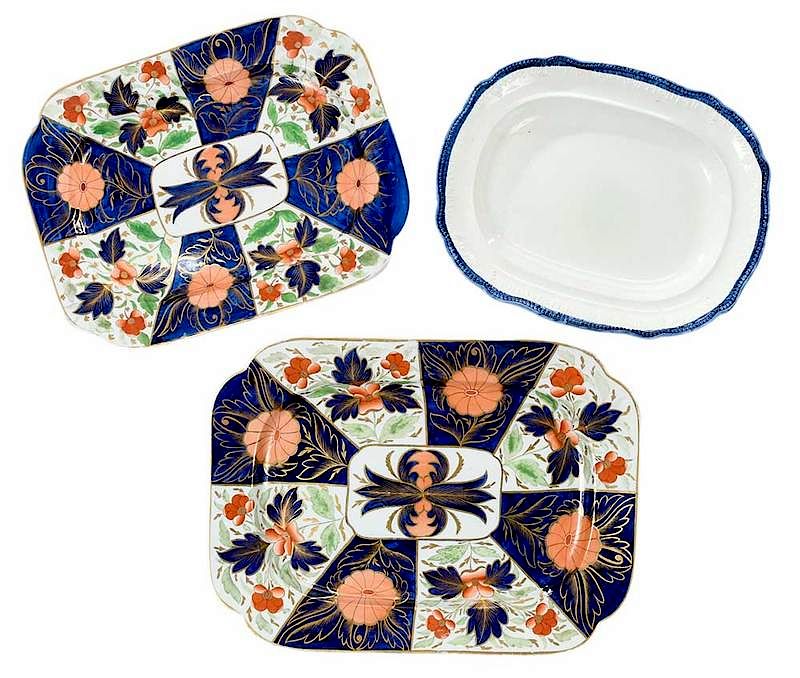 Appraisal: Three Earthenware Platters th th century one white blue borders