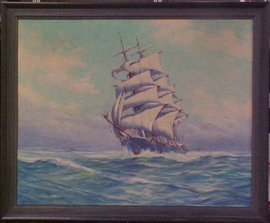 Appraisal: Silva Fernandez Massachusetts th C oil on canvas board ship