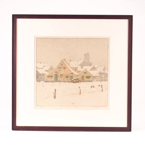 Appraisal: Frank T Simon Czech th c Snow Scene in Prague