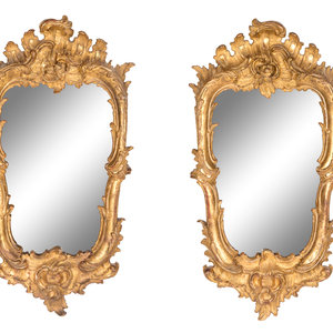 Appraisal: A Pair of Italian Baroque Style Giltwood Mirrors th Century