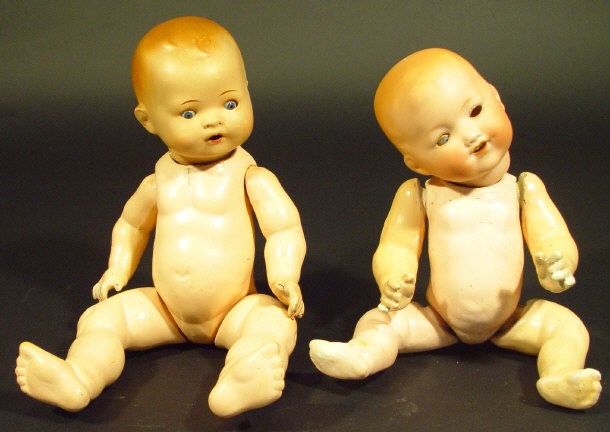 Appraisal: Two German bisque headed dolls each with open-close glass eyes