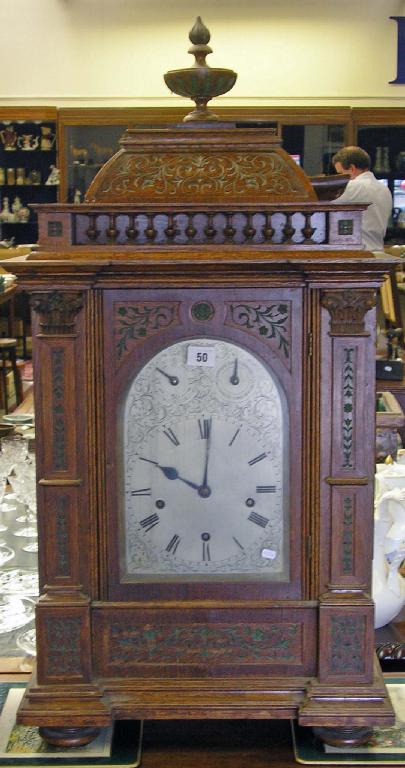 Appraisal: A late th century oak cased bracket clock of large