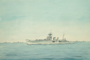 Appraisal: Eric Erskine Tufnell - - HMS Calcutta Anti-Aircraft Cruiser watercolour