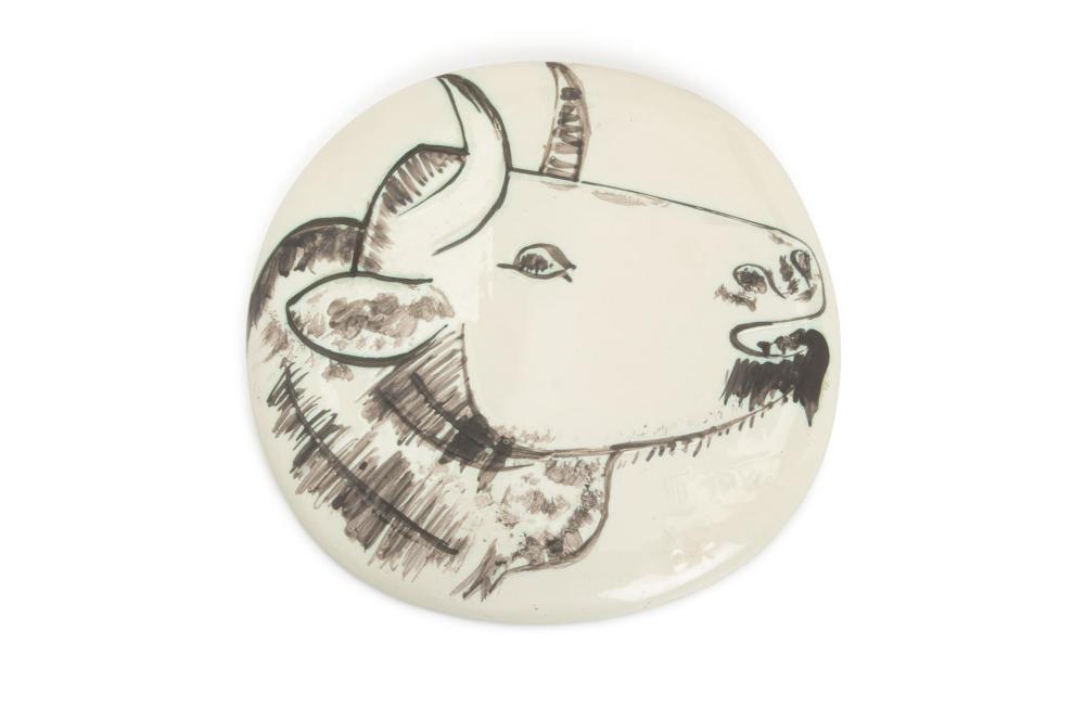 Appraisal: Pablo Picasso - Spanish Bull Profile wall plaque Ceramic Impressed