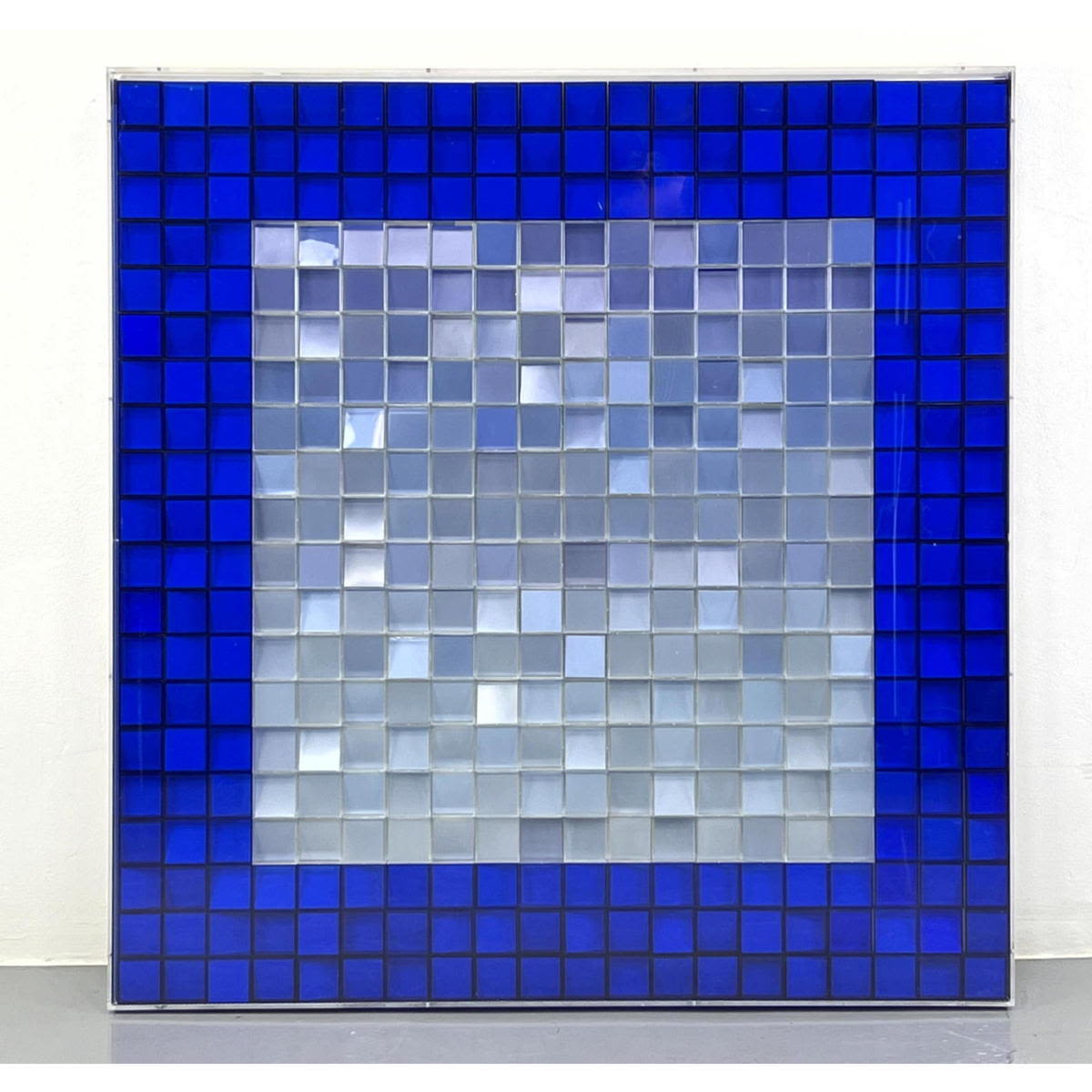 Appraisal: JANE SCHNITZER Abstract Blue silver Assemblage -inspiration James Turrell-- signed