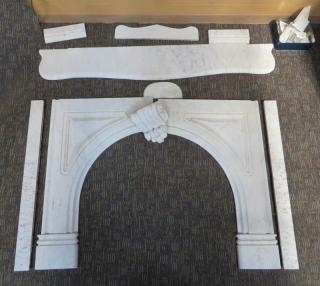 Appraisal: Carved Marble Fire Place Carved marble fire place surround in