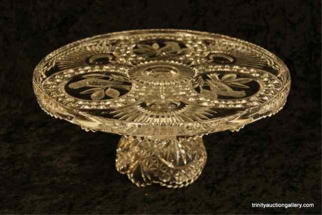 Appraisal: Cut Glass Pedestal Cake PlateBeautiful cut glass with a song